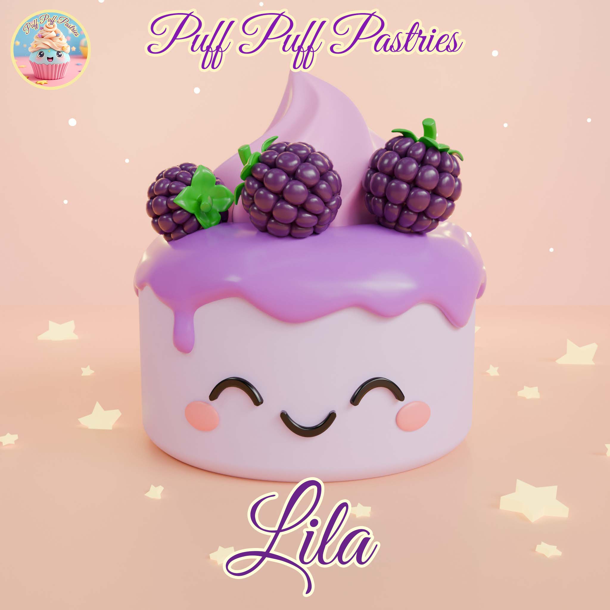 Kawaii Round cake Lila